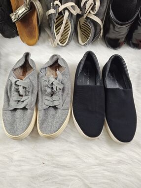 Donald J. Pliner Black Flats + OluKai Gray Sneakers –2 Pair Bundle – Women’s 7.5